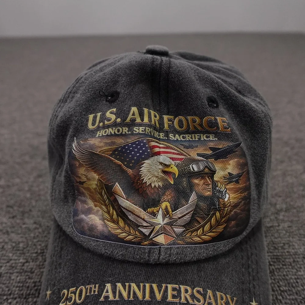 U.S. Air Force Hat Cap Strap Back Mens One Size Gray Baseball 250th Anniversary